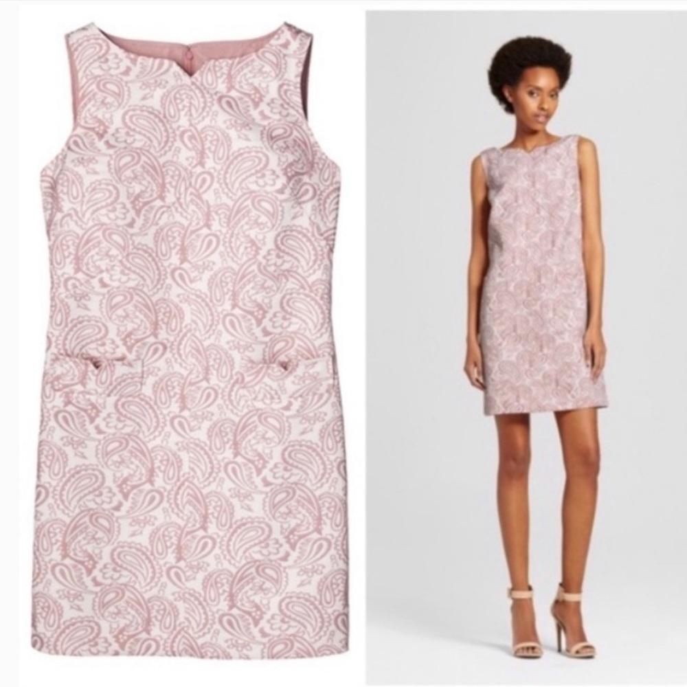 Victoria Beckham x Target Blush Pink Paisley Floral Jacquard Shift Mini Dress
